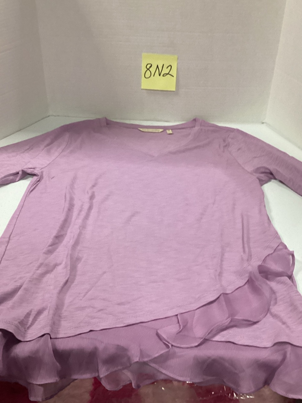 Soft Surroundings Lavender Layered Ruffle Hem Long Sleeve Top